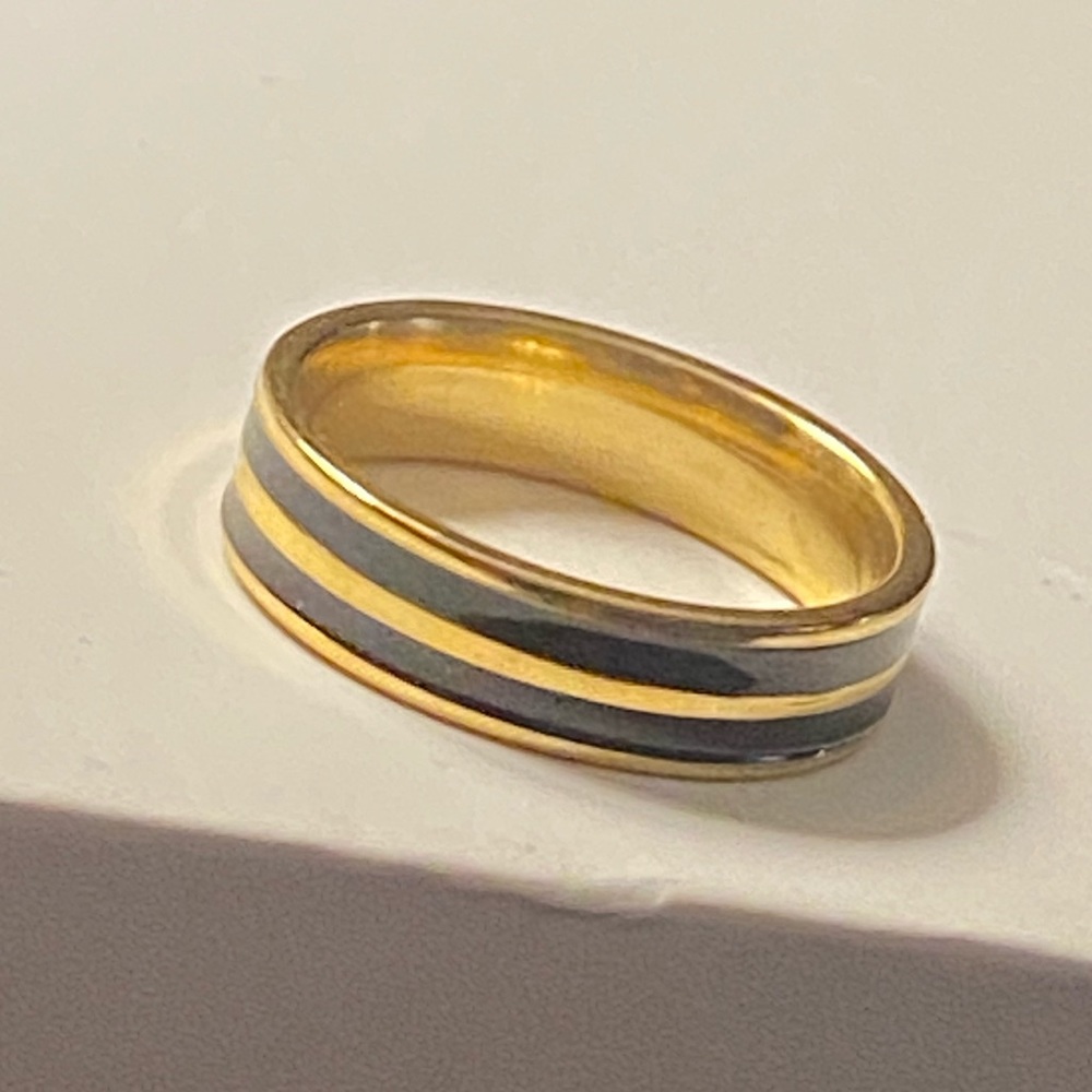 3/25 Stainless Steel Band Ring wedding black - Picture 1 of 16